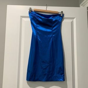 Hot mini satin and spandex strapless dress